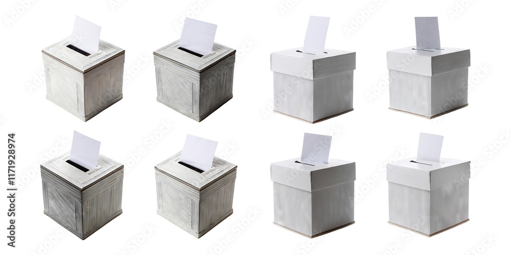 Various Perspectives of Simple Ballot Boxes with Blank Ballots Various Perspectives of Simple Ballot Boxes with Blank Ballots