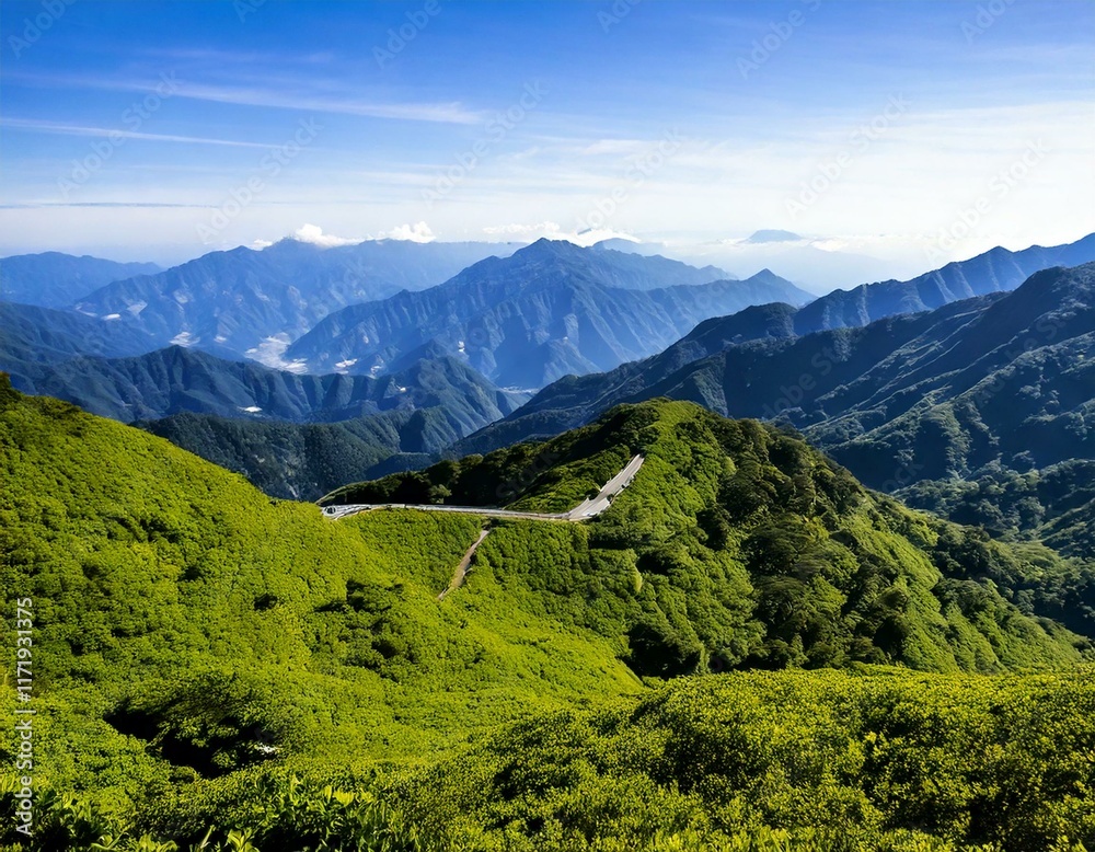 Obraz premium Hazy picturesque highlands of Nantou County, Taiwan, Asia