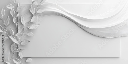 Fototapeta Naklejka Na Ścianę i Meble -  Minimalistic 3D isolated frame with abstract shapes border