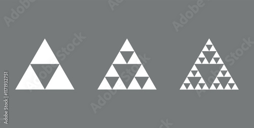 Sierpinski triangle evolution in mathematics.