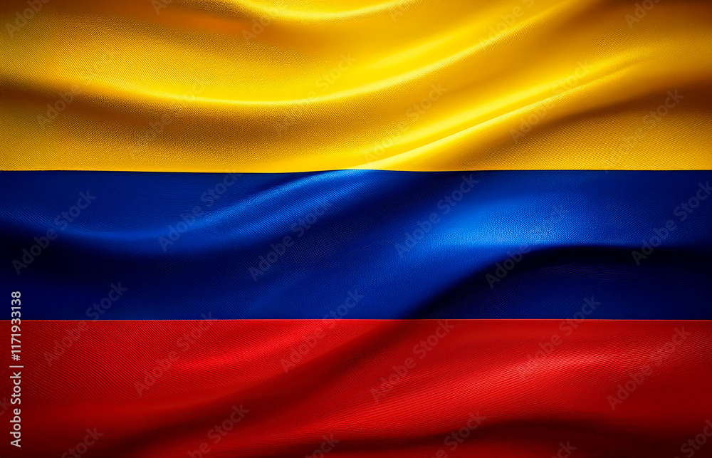 Fototapeta premium Bandera de Colombia con pliegues.