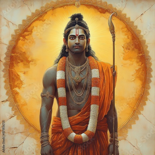 Divine Figure of Lord Ram in Majestic Halo