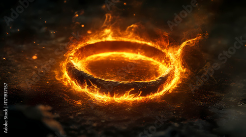 The burning oblivion ring - a dark, ominous symbol of destruction and power. Oblivian. Illustration