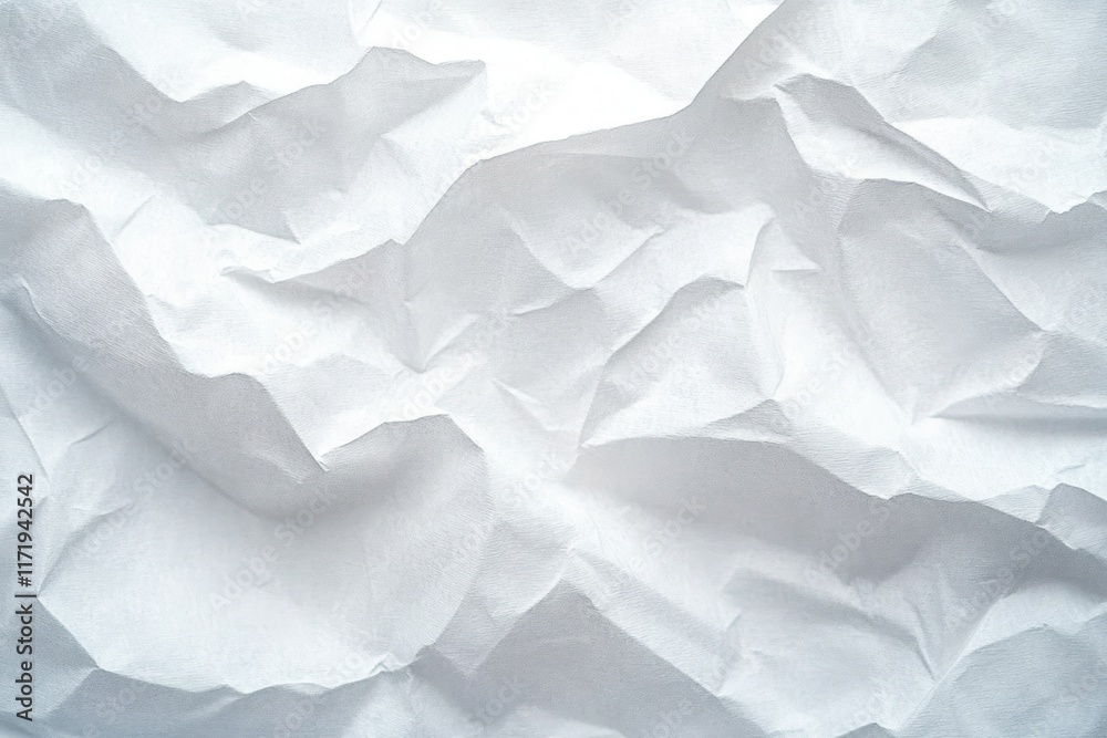 Fototapeta premium Detailed Close-up of Crumpled White Paper with Intricate Textures in Minimalist Style