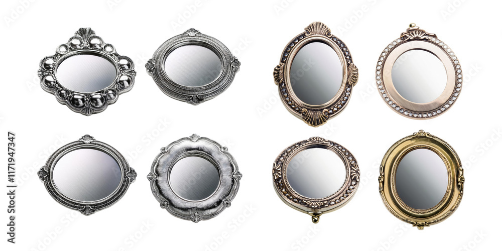 Decorative Mirrors on Transparent Background Decorative Mirrors on Transparent Background