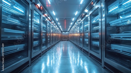 High-tech cold storage facility industrial warehouse photo modern environment perspective innovative design