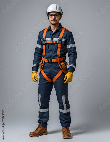 Portrait of a Confident Construction Worker in Safety Gear