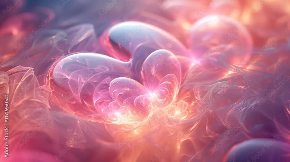 Obraz premium A vibrant, abstract representation of glowing bubbles in a soft, ethereal environment.