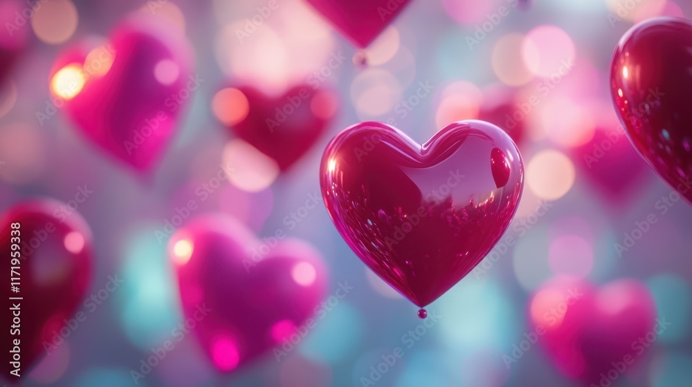 A whimsical scene unfolds as vibrant red balloons dance in the sky, each adorned with playful hearts, embodying the joyous spirit of love and celebration. A whimsical scene unfolds as vibrant red balloons dance in the sky, each adorned with playful hearts, embodying the joyous spirit of love and celebration.