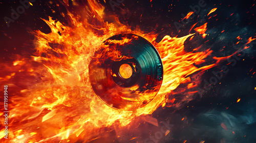 Burning cd, abstract explosion. concept of data loss, destruction, and digital oblivion. Oblivian. Illustration
