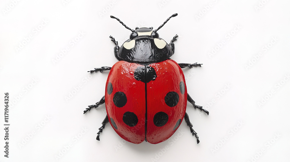 vibrant red ladybug with bold black spots on white background vibrant red ladybug with bold black spots on white background