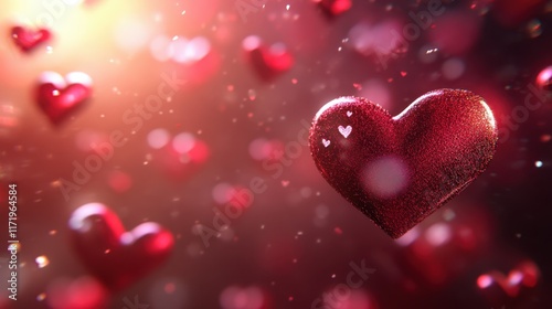 A vibrant red heart gracefully floats through the air, symbolizing love and affection on a magical Valentine's Day.
