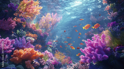 Wallpaper Mural vibrant underwater coral reef teeming with colorful marine life Torontodigital.ca