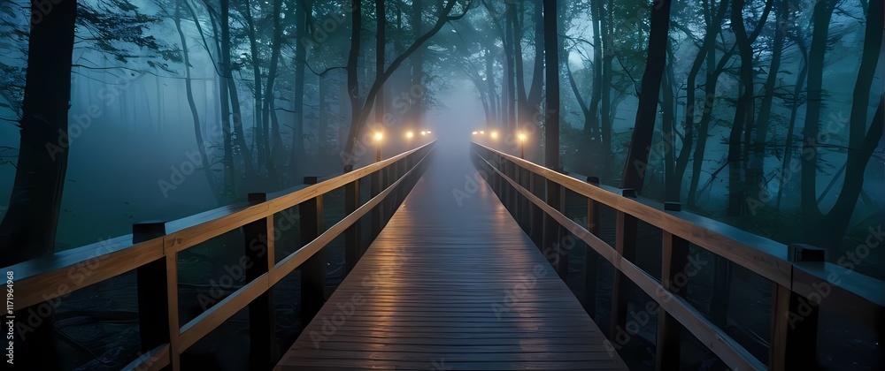 Fototapeta premium Charming sections of boardwalks leading to scenic escapes within nature