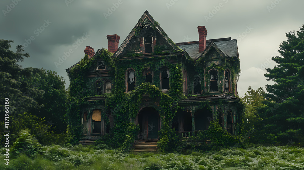 A beautiful dilapidated mansion overgrown with greenery. oblivion. illustration. Oblivian. Illustration A beautiful dilapidated mansion overgrown with greenery. oblivion. illustration. Oblivian. Illustration