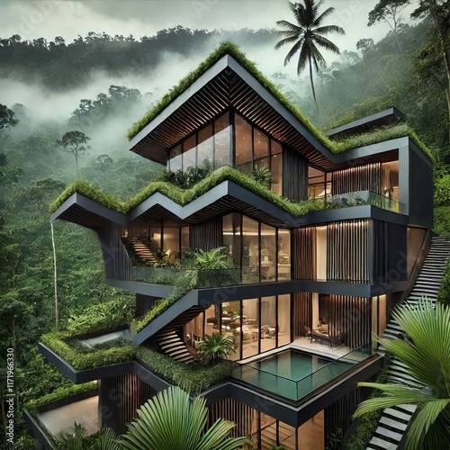 Modern Tropical Villa with Stunning Rainforest Views