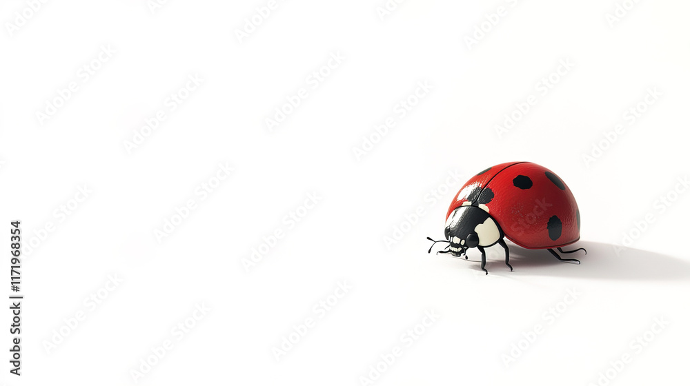 Isolated ladybug on clean white background, showcasing its rich red color Isolated ladybug on clean white background, showcasing its rich red color