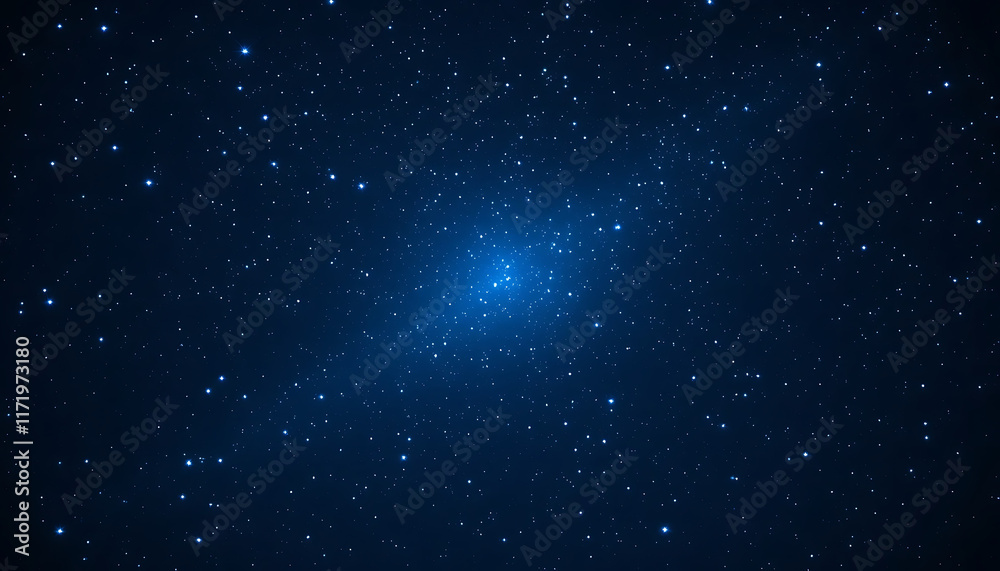 Obraz premium A vibrant blue night sky filled with countless bright, glowing stars of various sizes. 