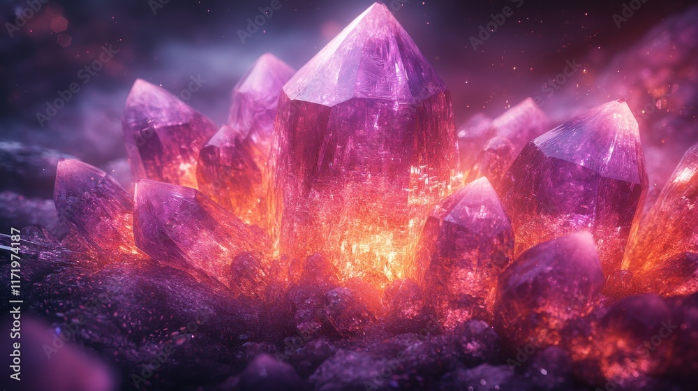 Obraz premium Shimmering Abstract Purple Background with Shards and Light Effects