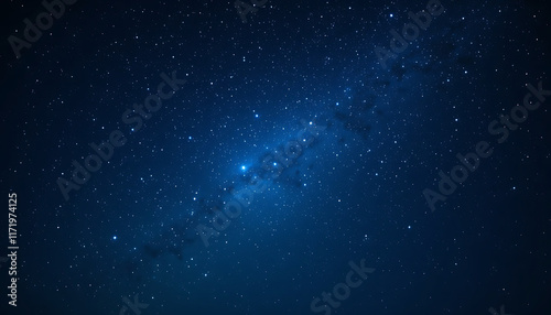 Starry sky background, blue night sky full of stars, glowing stars in the dark space, starry background, dark night, stars in the distance, starlight, dark background with a blue glow, night sky.
