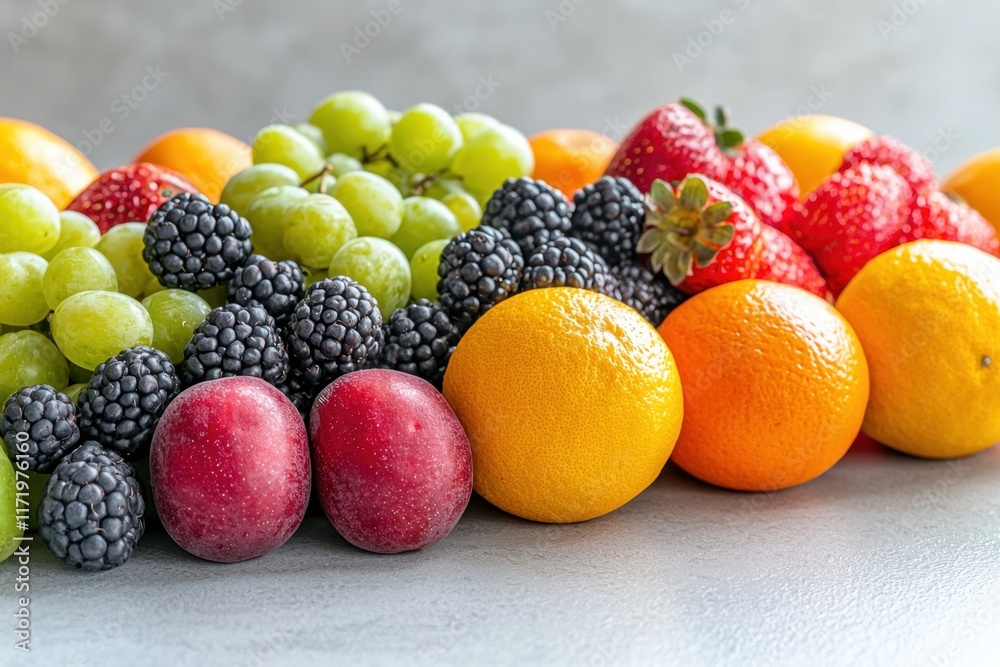 A vibrant assortment of ripe, juicy fruits arranged neatly on a table, showcasing a variety of colors and textures that hint at their refreshing flavor. A vibrant assortment of ripe, juicy fruits arranged neatly on a table, showcasing a variety of colors and textures that hint at their refreshing flavor.