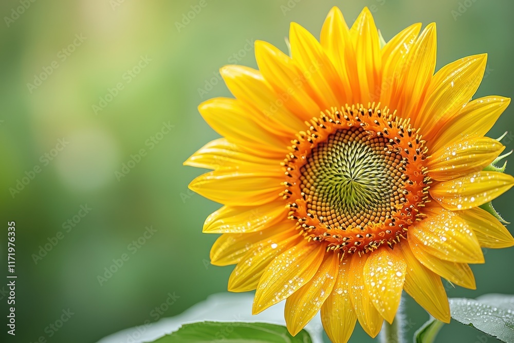Obraz premium A close up photograph of a sunflower macro, showing intricate details of the vibrant yellow petals and the patterns of the seeds in the center of the flower.
