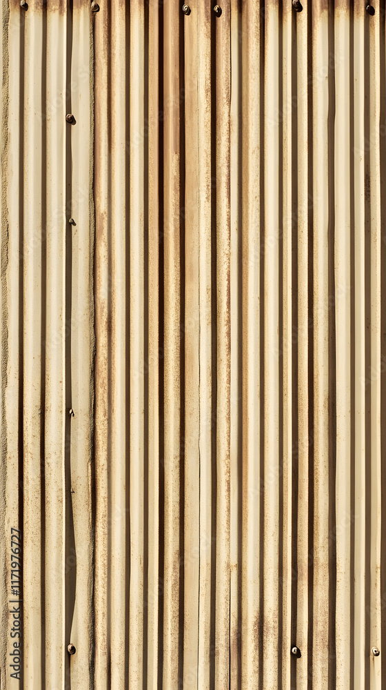 Weathered Corrugated Metal Sheet with Rivets