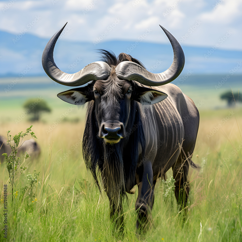 Sophisticated capture of Gnu Wildebeest roaming freely in the wilderness- a stunning urbanized appreciation of the natural world. Sophisticated capture of Gnu Wildebeest roaming freely in the wilderness- a stunning urbanized appreciation of the natural world.