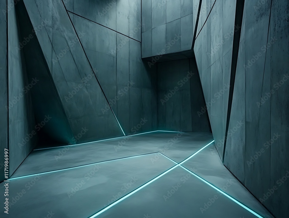 Fototapeta premium Abstract Modern Architectural Space With Teal Lighting