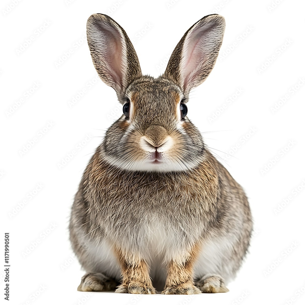 Obraz premium Cute brown rabbit posing, white background, pet, animal.