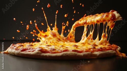 Minimalist 3D render of cheesecovered pizza photo