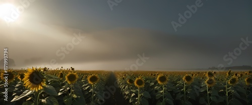 Sunflowers standing tall in the fields following the sun across the sky