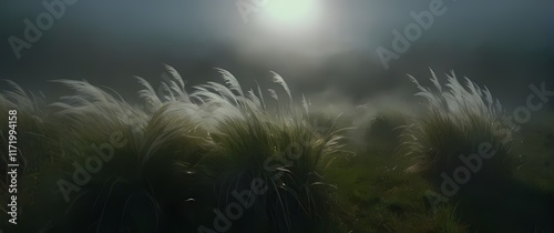 Swaying grasses dancing in the breeze creating art in motion immediate photo