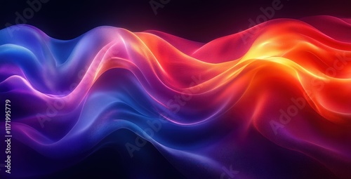 Wallpaper Mural Colorful Abstract Curves with High Gloss Finish on Black Background Torontodigital.ca