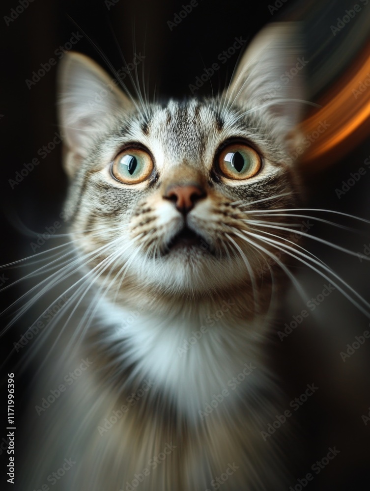 Portrait of a curious cat with vibrant lighting Portrait of a curious cat with vibrant lighting