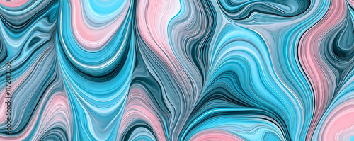 Abstract pastel swirls creating a marble effect in blue and pink