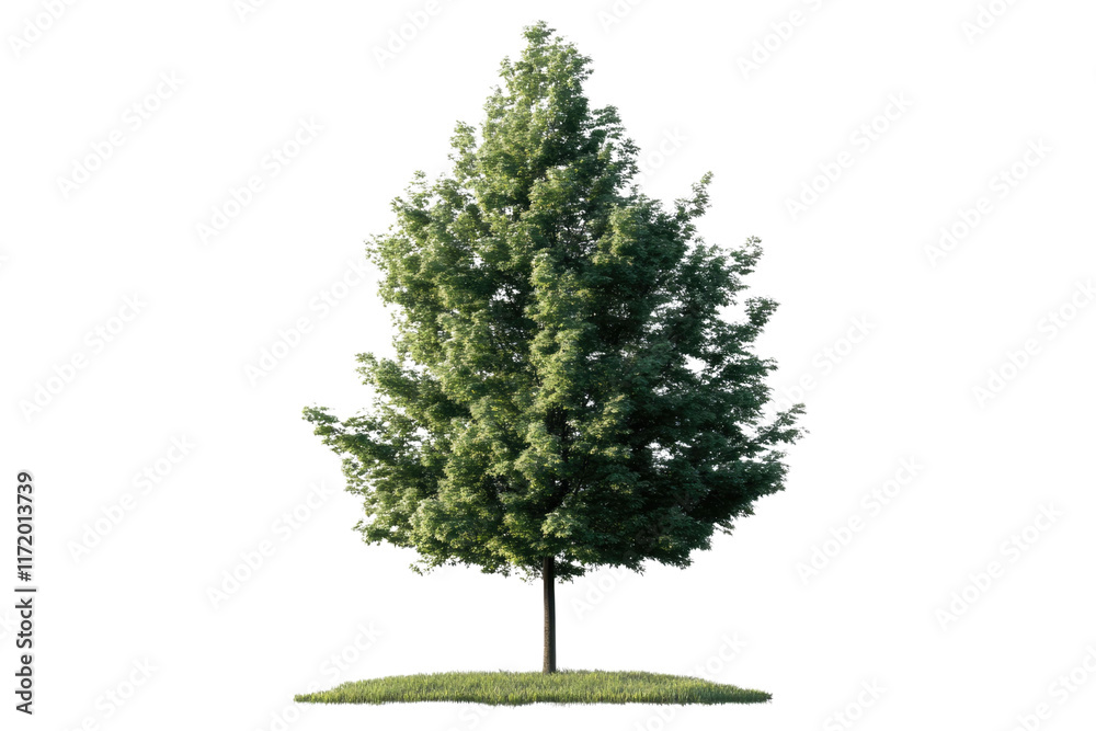 Obraz premium one Green tree isolated on white, Green trees isolated on transparent background forest and summer foliage for both print and web with cut path.