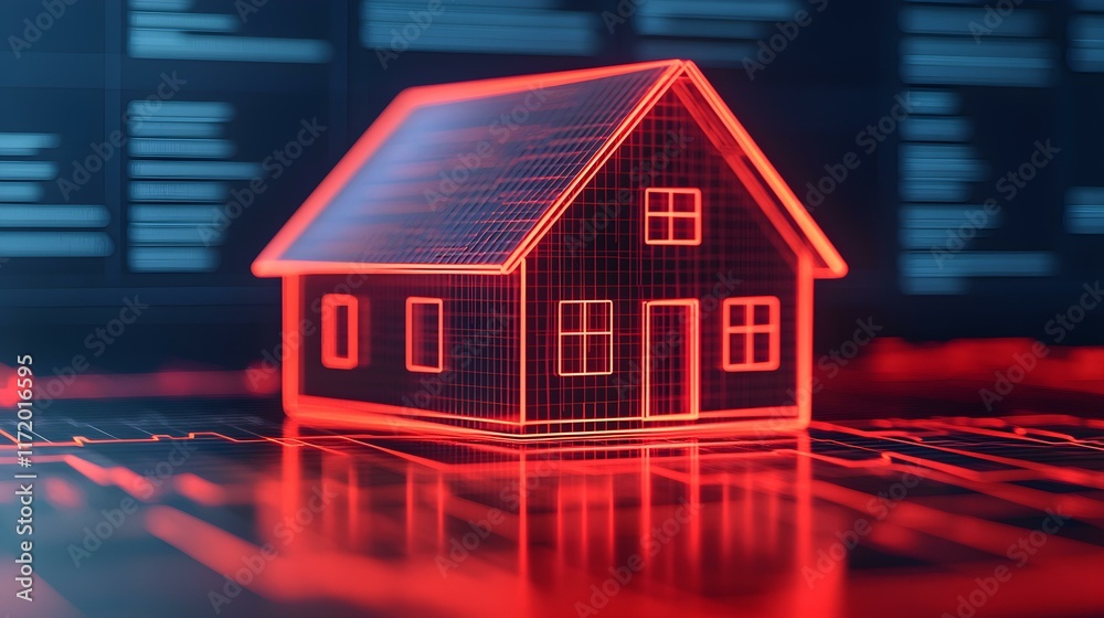 Digital House Model on Circuit Board Background Representing Smart Home Technology and Innovation in Real Estate Digital House Model on Circuit Board Background Representing Smart Home Technology and Innovation in Real Estate