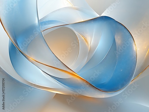 Abstract blue and gold flowing shapes. photo