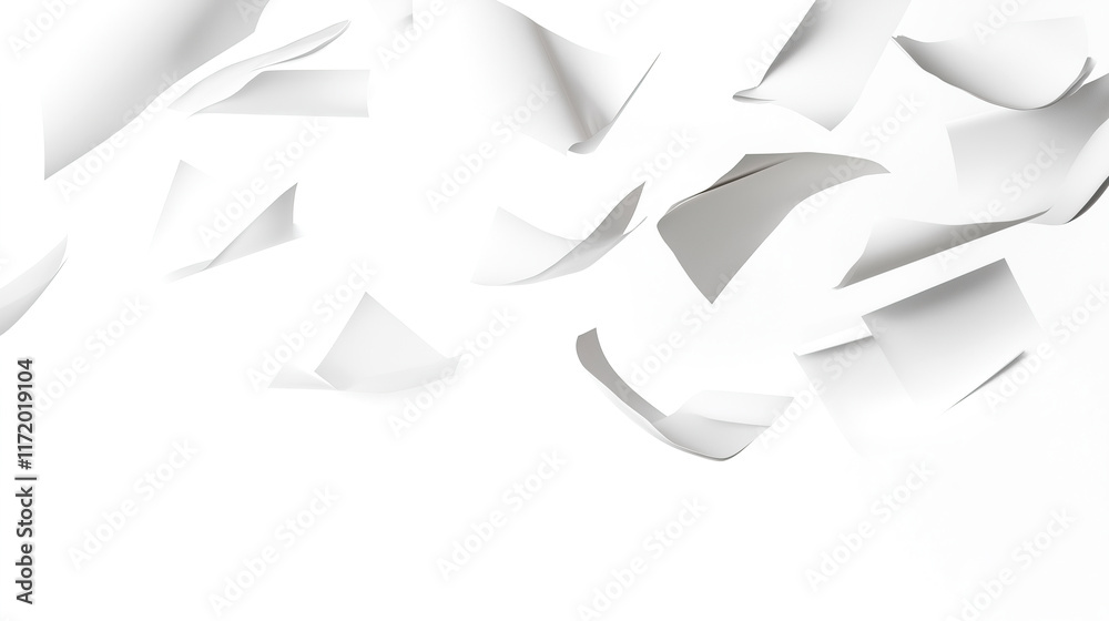 flying paper sheets isolated on white background flying paper sheets isolated on white background
