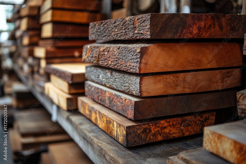 Stack of wooden planks with varying textures and grains Stack of wooden planks with varying textures and grains