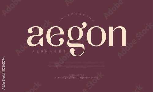 Aegon typography beauty fashion elegant minimalist serif italic fonts decorative wedding vintage retro logos. Minimal luxury font alphabet logo. Vector illustration