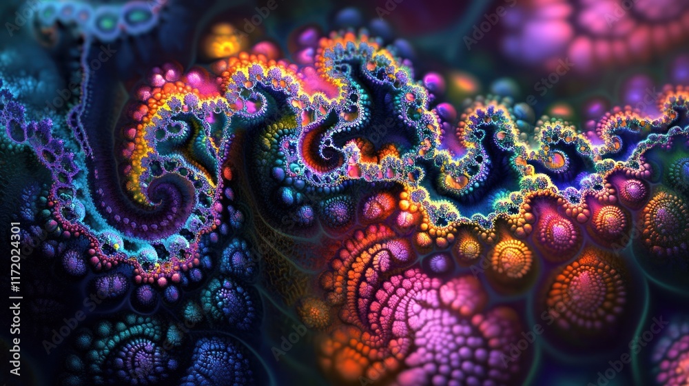 Obraz premium Vibrant Fractal Art: A Kaleidoscope of Colors and Patterns