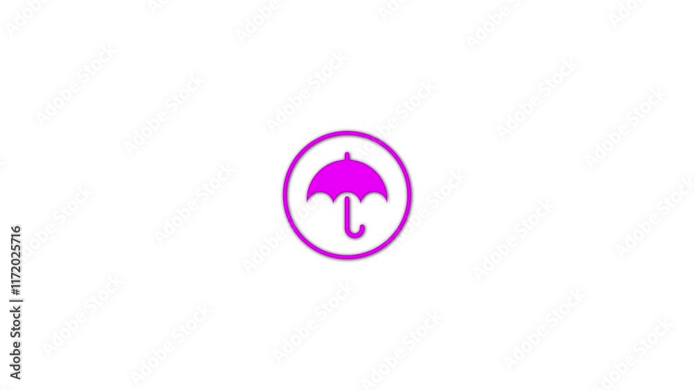 umbrella Icon, umbrella in a white circle animation. Waterproof icon. Protection, safety, security concept. 4K Video motion graphic animation. umbrella Icon, umbrella in a white circle animation. Waterproof icon. Protection, safety, security concept. 4K Video motion graphic animation.