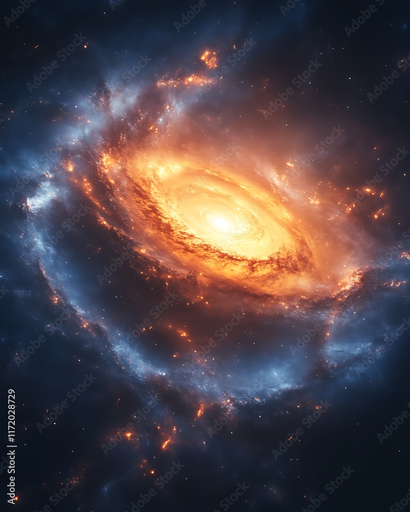 Fototapeta premium Fiery cosmic swirl in deep space.