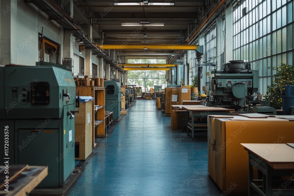Industrial workshop filled with tools and machinery Industrial workshop filled with tools and machinery