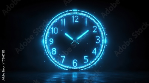 Wallpaper Mural Glowing neon clock displaying the time. Torontodigital.ca