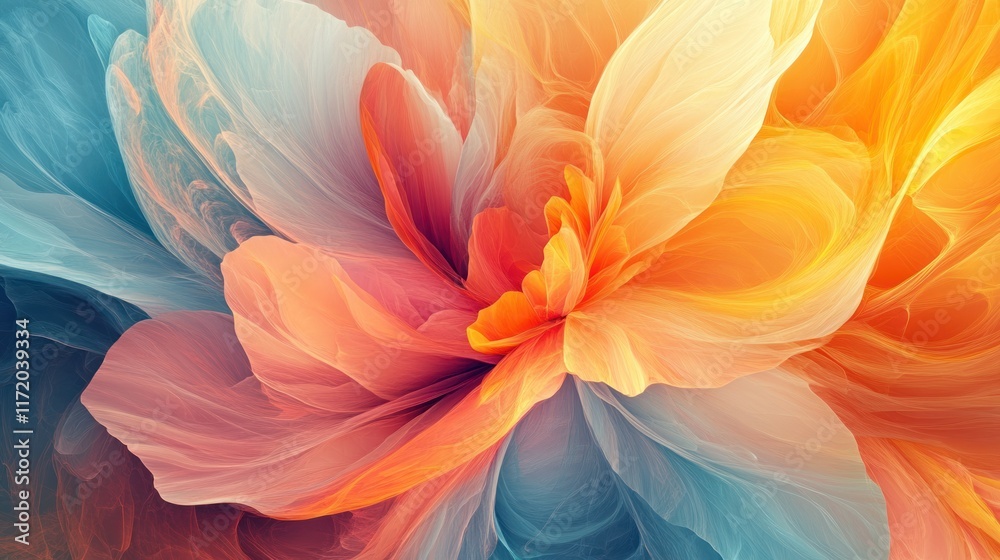 Fototapeta premium A vibrant abstract floral design with soft colors blending harmoniously.