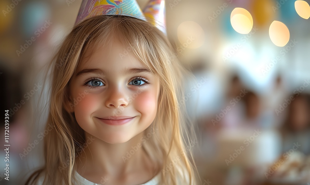 Happy girl wearing birthday crown. Happy girl wearing birthday crown.