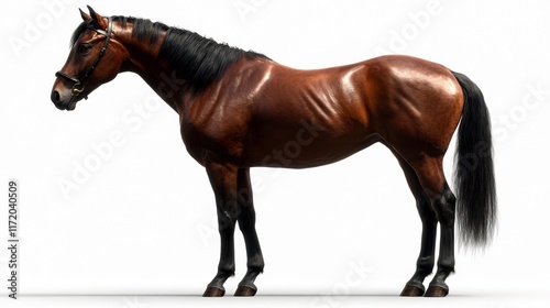 Magnificent Brown Horse Portrait: A Stunning Display of Equestrian Elegance photo